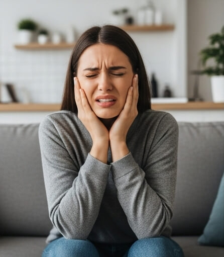 Women image in tooth pain - Emergency dentist Reigate